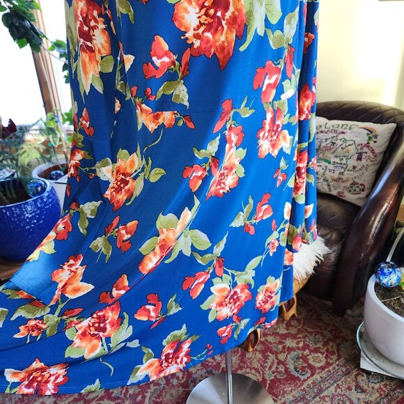 25156 Forever 21 + Blue Floral Fit n Flare Skater Dress 3X - Picture 5 of 10